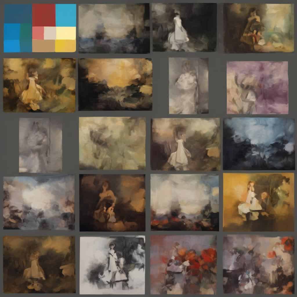 Ομορφες ελαιογραφίες με θέμα την τέχνη ως μέσο έκφρασης και επικοινωνίας.