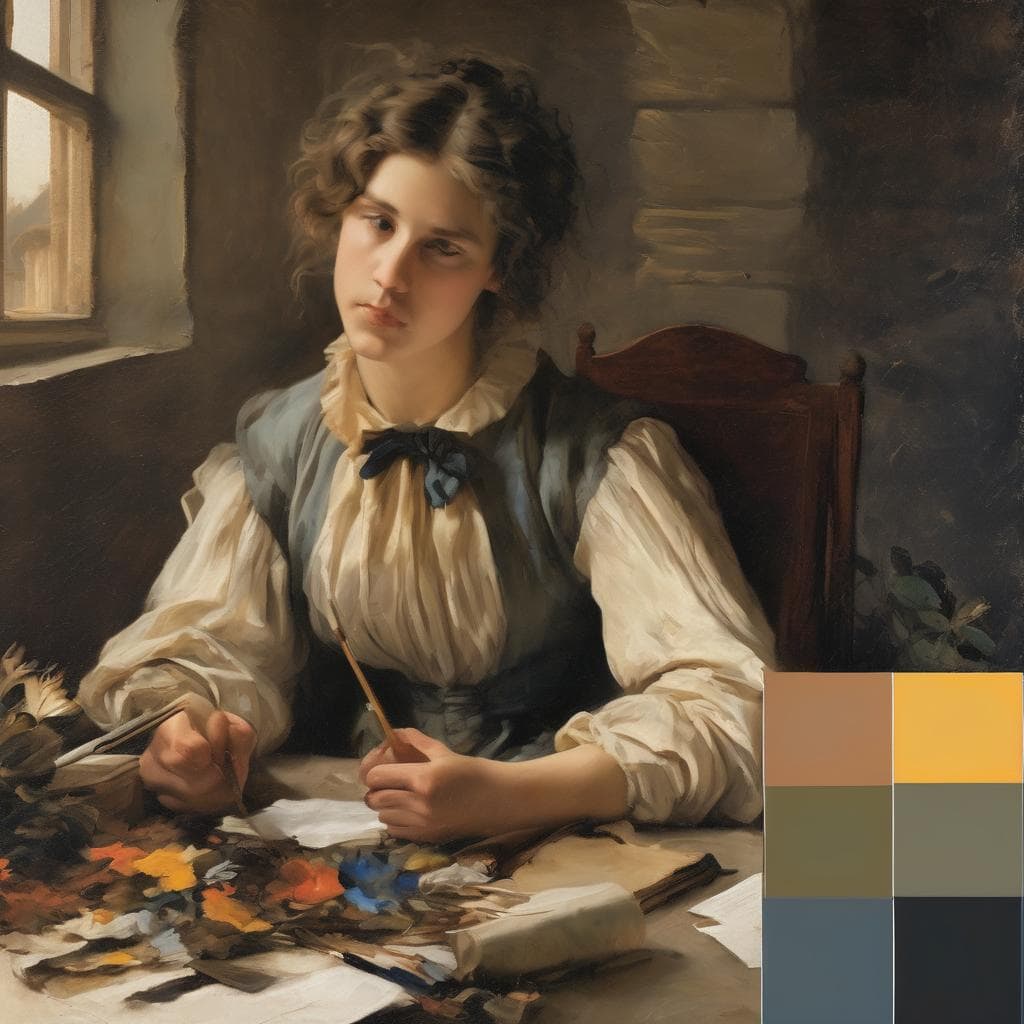 Ζ woman ζωγραφίζει πίνακα με παλέτα & πινέλα, εκφράζοντας την τέχνη ως μέσο επικοινωνίας και δημιουργικότητας.